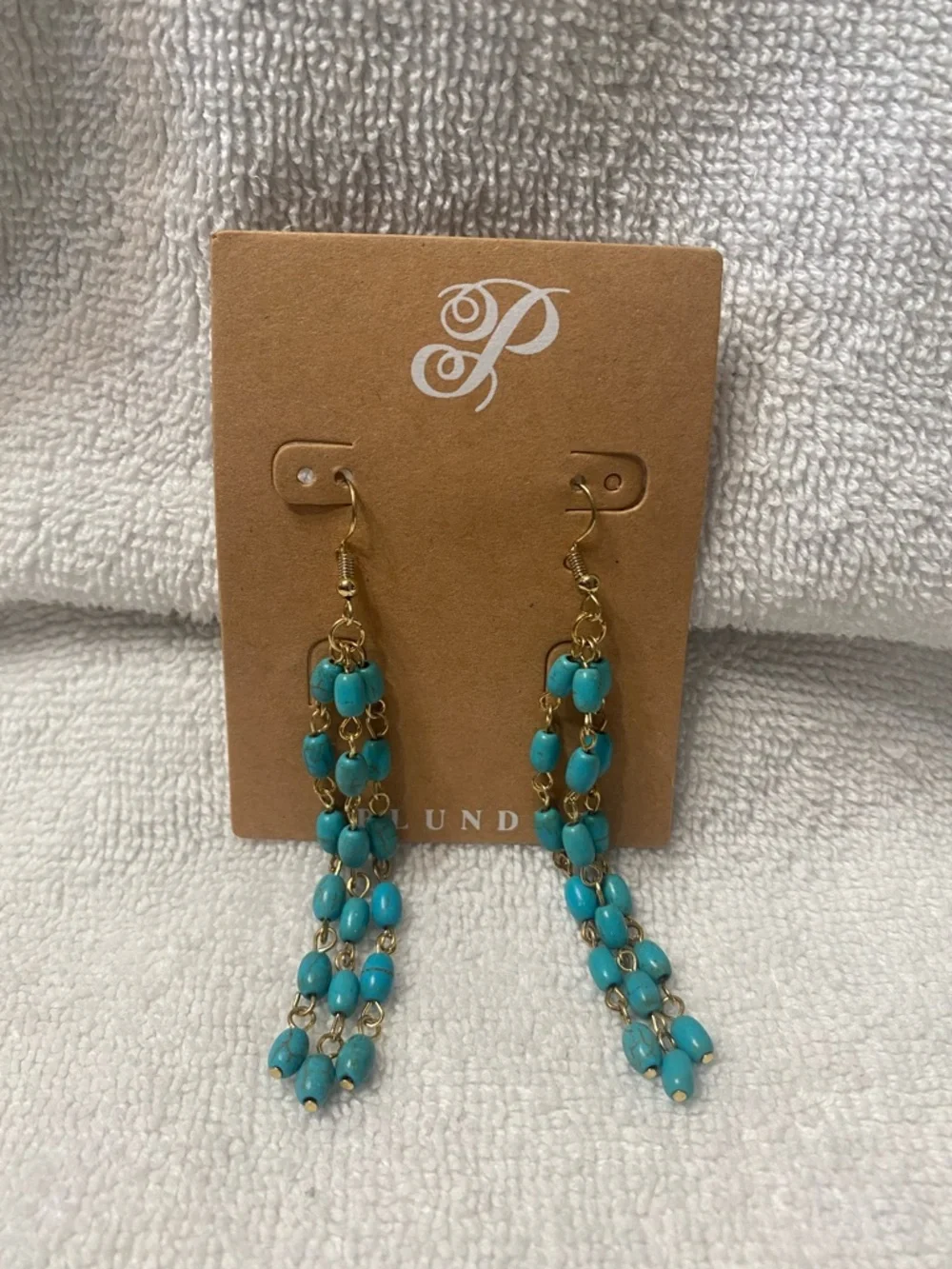 Plunder Turquoise Blue Beaded Dangle Earrings - Picture 1 of 2